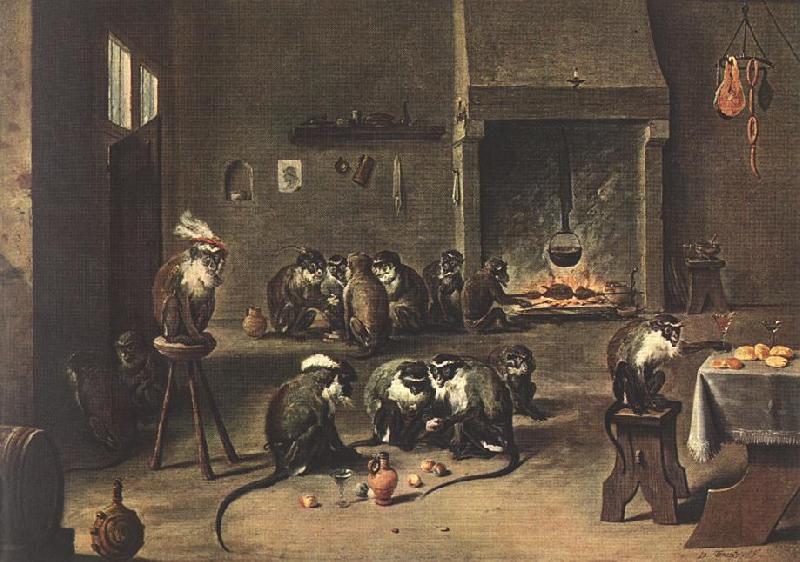 TENIERS, David the Younger Apes in the Kitchen  fdh oil painting picture